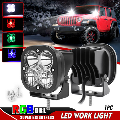 #ad 3quot; LED Work Light Flood Spot Combo Bar Driving RGB DRL Fog Lamp Offroad SUV 4WD $23.69