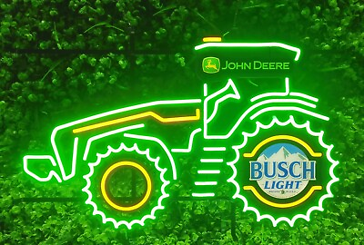 #ad John Deere Farm Tractor Busch Light Beer LED Neon Light Lamp Sign With Dimmer $270.00