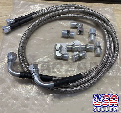 #ad SS Braided Transmission Cooler Hose Lines Fittings Fit for TH350 700R4 TH400 52quot; $29.99