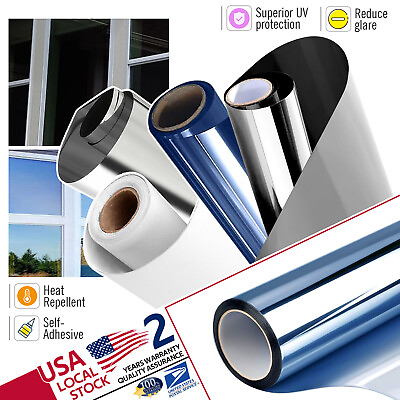 #ad Frosted White Black Silver Blue Glass Film Static Cling Office Home Window Tint $12.99