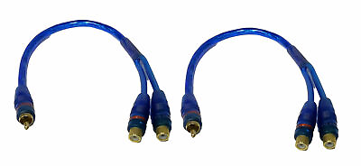 #ad 2x 12quot; RCA Audio Jack Cable Y Splitter Adapter 1 Male to 2 Female Plug 2 Pcs $4.69