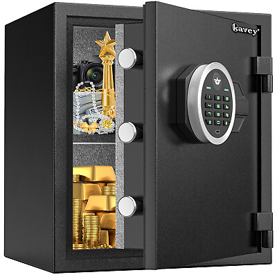 #ad Kavey 30 Minutes Fireproof Safe Box 1.7 Cub Fireproof Home Safe with Dual Alarm $169.99