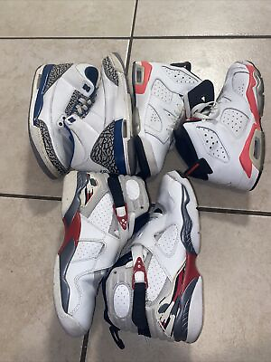 #ad Nike jordan lot white cement 3 infrared 6 bugs bunny 8 all Size 4.5Y $120.00