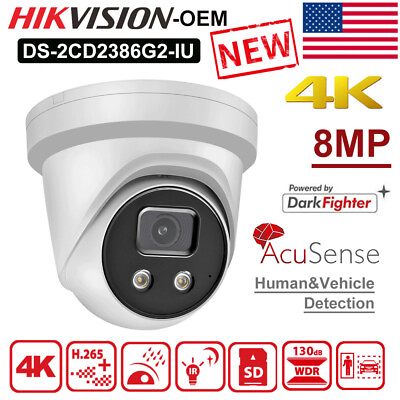 #ad Hikvision 4K 8MP Turret IR IP Camera AcuSense MIC POE OEM DS 2CD2386G2 IU Lot US $255.55