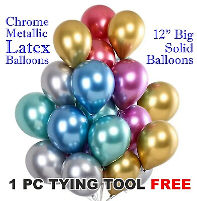 #ad 12quot; INCH CHROME BALLOONS METALLIC LATEX PEARL Helium Air Wedding Birthday Party GBP 4.08