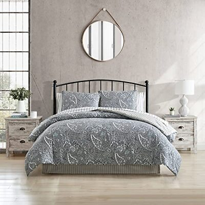 #ad Queen 4 Piece Reversible Cotton Bedding with Matching Shams and Bedskirt $71.23
