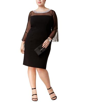 #ad Alex Evenings Womens Mesh Embellished Cocktail Bodycon Dress Plus BHFO 6788 $86.99