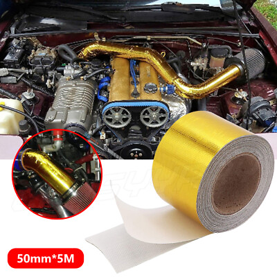 #ad 5M Roll Self Adhesive Reflective Gold High Temperature Heat Shield Wrap Tape $12.34