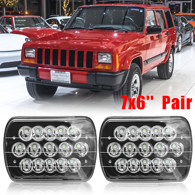 #ad 7x6quot; 5x7quot; LED Headlights Lamp Sealed Hi Lo Beam For Jeep Cherokee XJ 1984 2001 $22.99