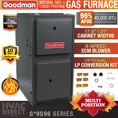#ad 40000 BTU 96% Goodman 1 Stage Natural Gas or Propane LP Furnace GM9S96 GC9S96 $1450.00