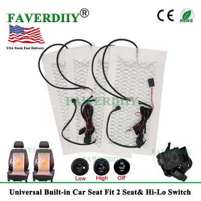 #ad 12V Universal Car Heated Seat Heater Kit Car Seat Heating Pads With Round Switch $22.66