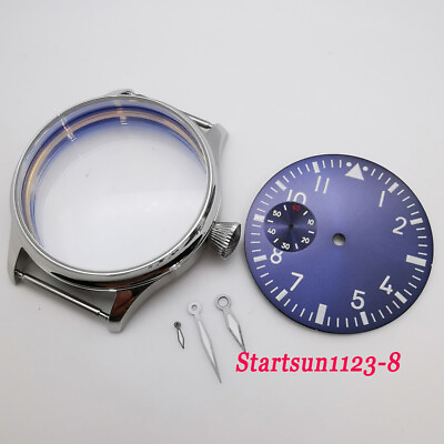 #ad 44mm steel watch case super luminous blue dial hands fit ETA 6497 st36 movement $41.85