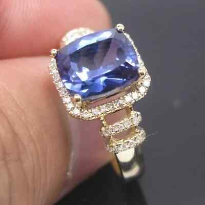 #ad 1.80 Carat Natural Blue Tanzanite IGI Certified Diamond Ring In 14KT Yellow Gold $378.00