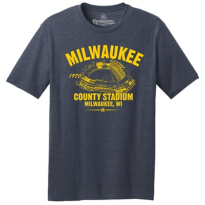 #ad Milwaukee County Stadium 1970 Baseball TRI BLEND Tee Shirt Milwaukee Brewers $22.00