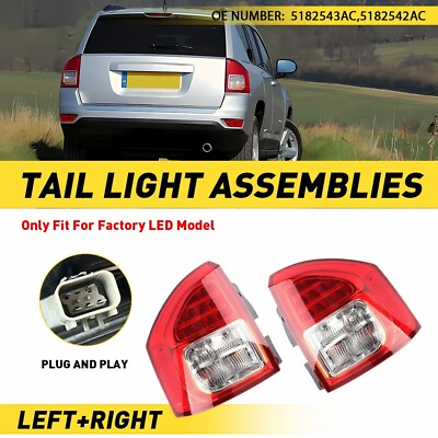 #ad LED Rear Tail Brake Light w Bulbs Driver amp; Passenger For 2011 2014 Jeep Compass $129.99