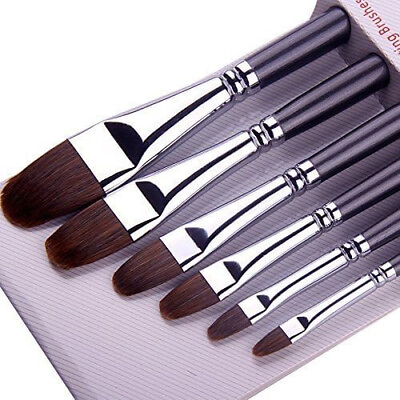 #ad 6pcs Sable Filbert Paint Brushes for Watercolor Acrylic Oil Gouache $16.98