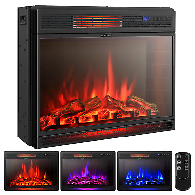 #ad 1350W 28quot; Electric Fireplace Freestanding amp; Recessed Heater Log Flame Remote $219.99