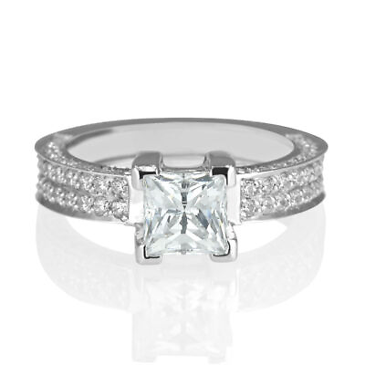 #ad 1 3 4 Carat H VS2 Classic Diamond Engagement Ring Princess Cut 14K White Gold $2181.10