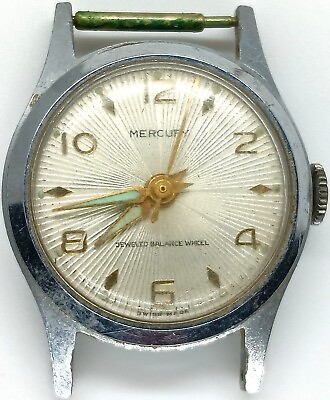 #ad C626 mens Vintage Works Mercury Gladys Sun Starburst Face Manual Wind Watch lot $39.99