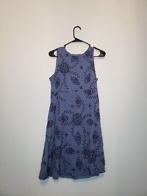 Beige By Eci Womens 10 Sleeveless Mini Dress Sheath Blue Eyelet Embroidered $22.99