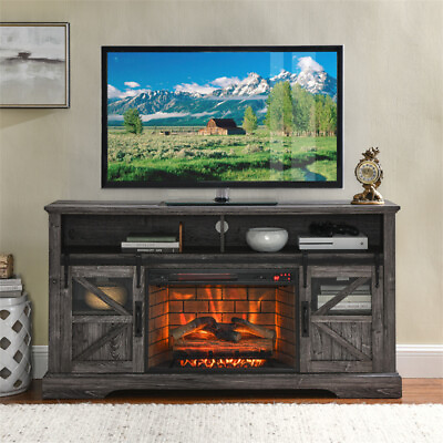 #ad 60quot; Electric Fireplace TV Stand w Door Sensor amp; Remote Control for Up To 70quot; TVs $399.99