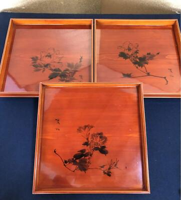 #ad Hida Shunkei Lacquerware Picture Change Kaiseki Meal For 3 Guests Signed Woo $151.04