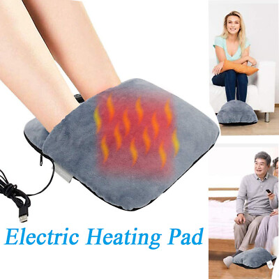 #ad Electric Foot Warmer Soft Flannel USB Heated Feet Heating Pad Winter Warm Mat $28.99