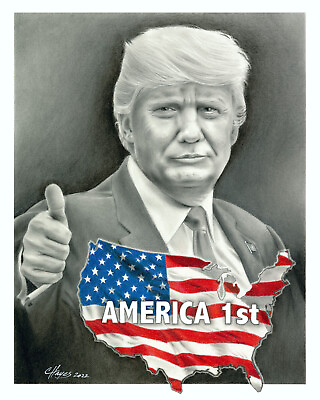 #ad PRICE REDUCED Donald Trump America First portrait $35.00