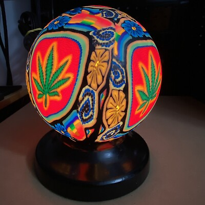 #ad Vintage 80s 90s Psychedelic Mosaic Lamp Night Light Ceramic Glass Wood Base RARE $174.99