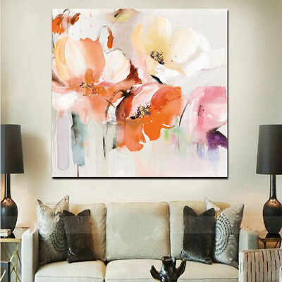 #ad 24quot;Home office wall Decor art Modern 100%Handmade oil painting on canvas flower $81.37