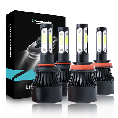 #ad 4 Side 9005 H11 672000LM Combo LED Headlight Kits High Low Beam Bulb 6000K White $19.98