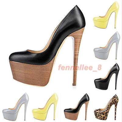 #ad Sexy Women#x27;s Round Toe Slip on Platform High Stiletto Heel Shoes Clubwear Party $45.00