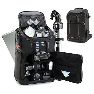 #ad Digital SLR Camera Backpack with Laptop Compartment Rain Cover Lens Storage $69.99