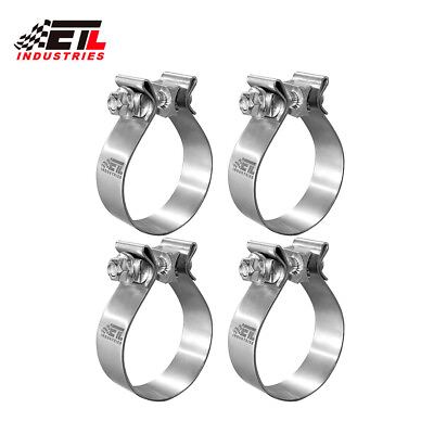 #ad 4Pcs 4quot; T304 Stainless Steel Narrow Band Muffler Exhaust Pipe Clamp Sleeves $27.54