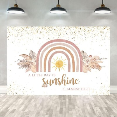 #ad 5×3ft Boho Rainbow Baby Shower Backdrop A Little Ray of Sunshine is 5x3ft $18.19