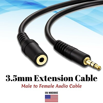 #ad 3.5mm Male to Female Audio Cable 3ft 6ft 10ft 25ft 50ft 75ft 100ft Extension Lot $4.75