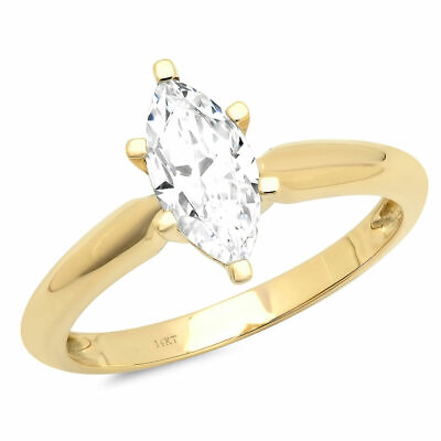 #ad 1.5 ct Marquise Cut Lab Created Diamond Stone Solid 14KYellow Gold Ring $7361.33