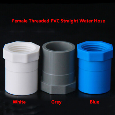 #ad Female Threaded PVC Straight Water Hose Piping Connector Coupler White Blue Grey $36.43