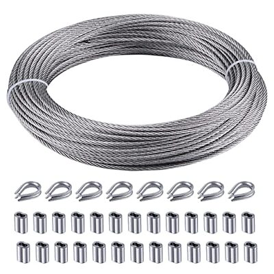 #ad #ad 100FT 1 87x7 Stainless Steel Cable Wire Rope Aircraft Cable Railing Decking Kit $23.99