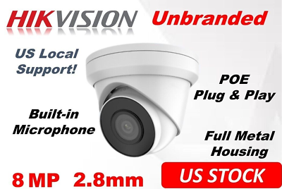 #ad Hikvision OEM 4K 8MP Outdoor POE IP Turret Camera 2.8mm Wide Angle $75.99