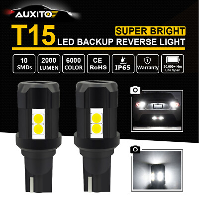 #ad 921 912 LED Back Up Reverse Light Bulbs 6500K Xenon Super White Free Return T15 $11.99