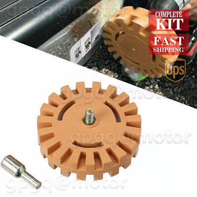#ad Decal Removal Eraser Wheel W Power Drill Arbor Adapter 4 inch Rubber Pinstripe $5.99