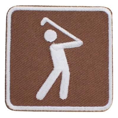 #ad Golfing Applique Patch Golf Park Sign Recreational Activity 2quot; Iron on $3.09