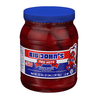 #ad Big John#x27;s Ready To Eat Red Hots Pickled Sausage 32oz Jar Simple and Convenient $15.99
