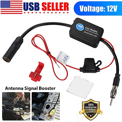 #ad Car Stereo FM amp; AM Radio Signal Antenna Signal Amplifier Auto Aerial Amp Booster $7.95