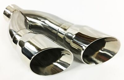 #ad Exhaust Tip 2.50quot; Inlet 4.00quot; Outlet 16.00quot; long Dual Slant Angle Stainless Stee $119.00