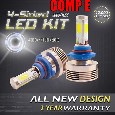 #ad 120W 12000LM LED 360 4 Sided Kit 6000K Headlight High Beam Bulbs 9005 HB3 C $136.79