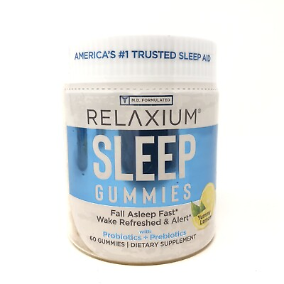 #ad RELAXIUM Sleep Gummies Yummy Lemon w Probiotics Prebiotics 60 ct FREE SHIP $15.99