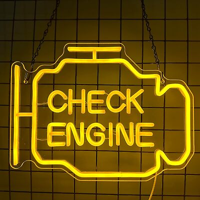 #ad Check Engine Neon Sign USB Power For Man Cave Auto Repair Shop Garage Wall Decor $36.99