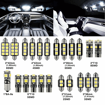 #ad 23pcs LED White Car Light Bulb Interior Map Dome Trunk License Plate Lamps Kit $11.03
